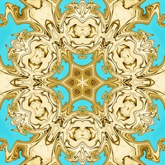 Abstract gold background. Fractal luxury art. Graphic painting golden artwork in oil imitation. Stock. Digital rich arabic texture. Wall art decor. Contemporary in modern style. 