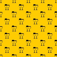 Two glasses of wine pattern seamless vector repeat geometric yellow for any design