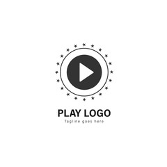 Media play logo template design. Media play logo with modern frame vector design