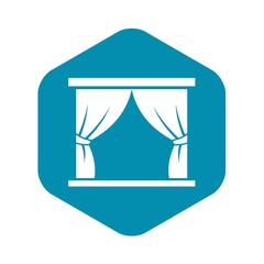 Curtain on stage icon in simple style isolated on white background. Theatre symbol