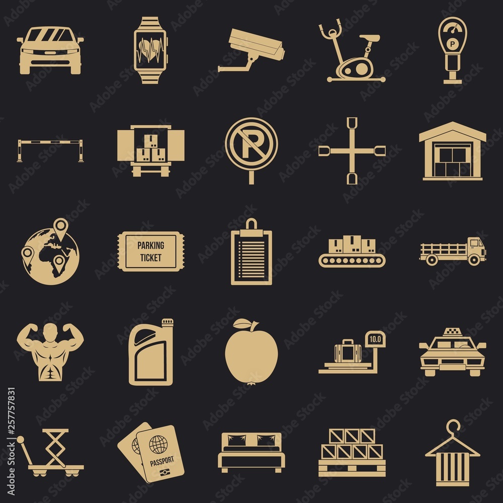 Poster porter icons set. simple set of 25 porter vector icons for web for any design