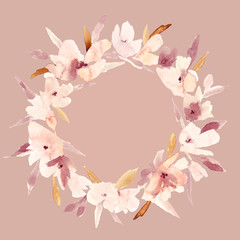 Watercolor flower wreath.