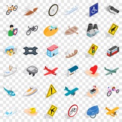 Crossroad icons set. Isometric style of 36 crossroad vector icons for web for any design