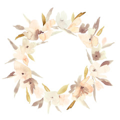 Watercolor flower wreath.