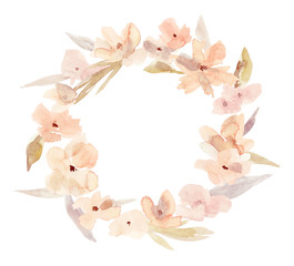 Watercolor flower wreath.