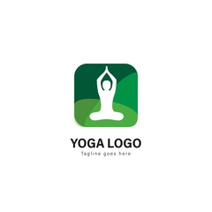 Yoga logo template design. Yoga logo with modern frame vector design