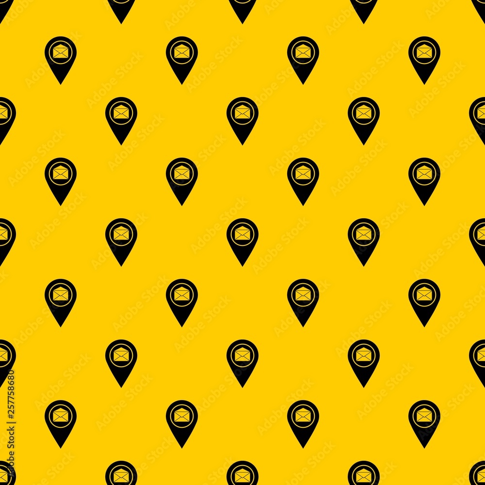 Poster marker location with envelope sign pattern seamless vector repeat geometric yellow for any design