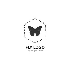Butterfly logo template design. Butterfly logo with modern frame vector design