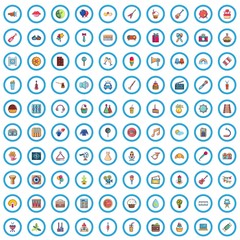 100 music festival icons set in cartoon style for any design vector illustration