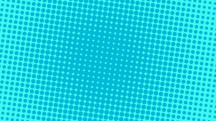 Blue pop art background with halftone dots design, abstract vector illustration in retro comics style
