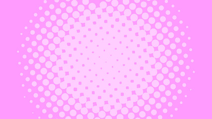 Bright pink and purple retro pop art background with dots. Vector abstract background with halftone dots design.