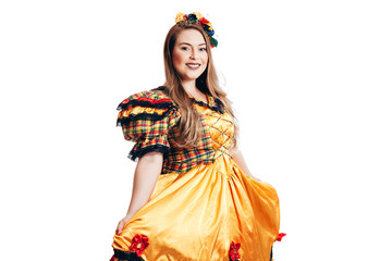 Obraz premium Brazilian woman wearing typical clothes for the Festa Junina - June festival