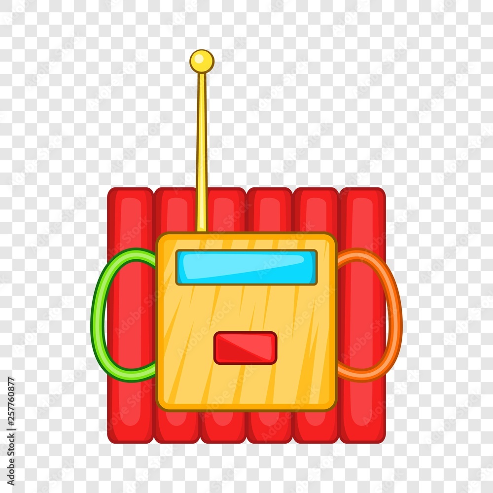 Poster dynamite explosives icon in cartoon style isolated on background for any web design