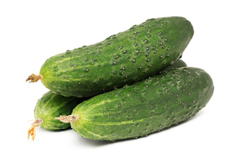 Three whole cucumbers (isolated)