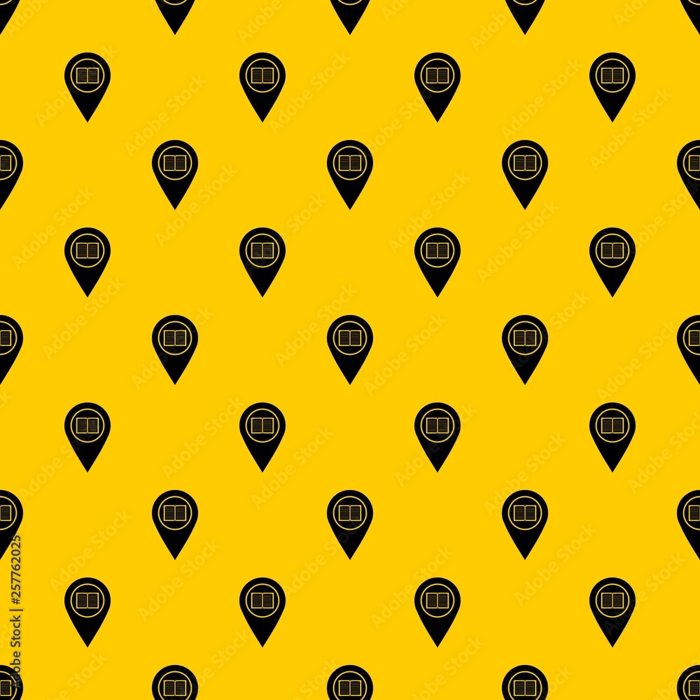 Poster map pointer with book pattern seamless vector repeat geometric yellow for any design