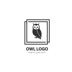 Owl logo template design. Owl logo with modern frame vector design