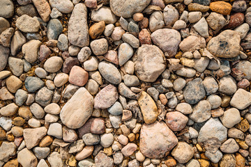 texture of rubble. stones on the road, top view