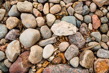 texture of rubble. stones on the road, top view
