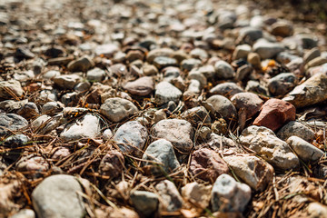 texture of rubble. stones on the road, top view