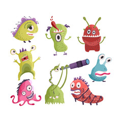 Cute cartoon monsters. Vector.