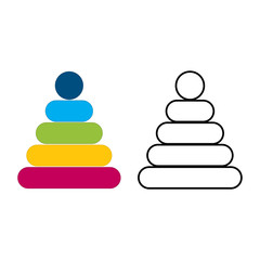 Baby toy icon, pyramid symbol, simple flat design. Vector. - Vector