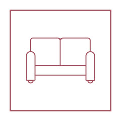 Furniture symbol. Armchair sofa icon. Design of the silhouette of the armchair-sofa in a flat style. Vector. - Vector