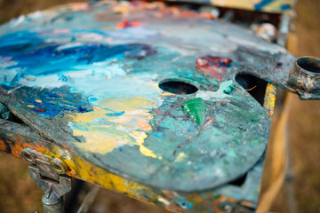 macro close up of different color oil paint. colorful acrylic. modern art concept