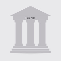 Bank icon. Vector illustration of bank building icon silhouette. Design in flat style. - Vector