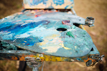 macro close up of different color oil paint. colorful acrylic. modern art concept