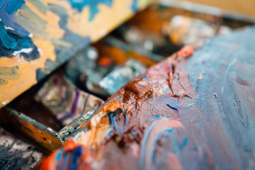 macro close up of different color oil paint. colorful acrylic. modern art concept