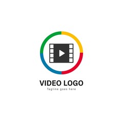 Video logo template design. Video logo with modern frame vector design