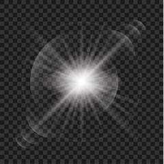 Glowing lights effect, flare, explosion and stars.