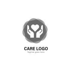 Care logo template design. Care logo with modern frame vector design