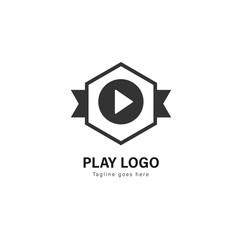 Media play logo template design. Media play logo with modern frame vector design