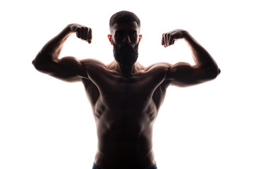 athlete bodybuilder man isolated over white