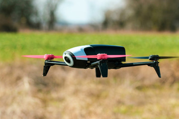 Flying drone in the park