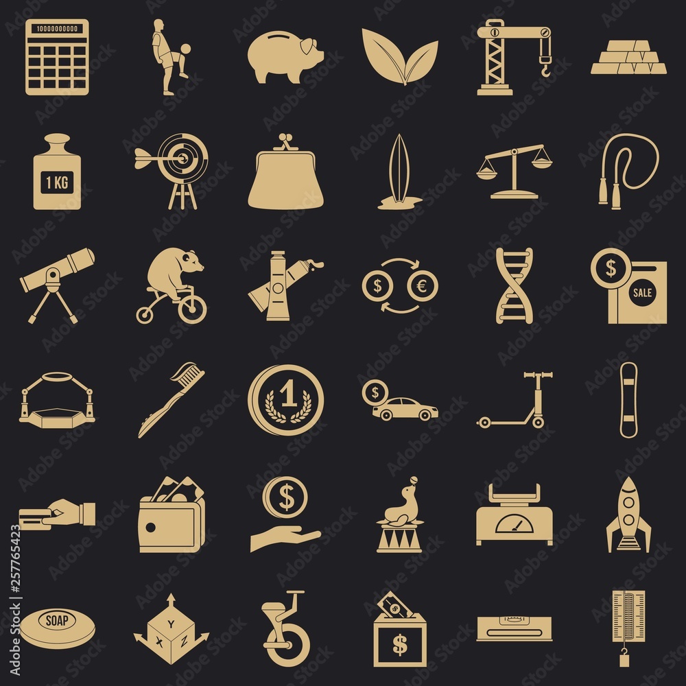 Poster balance icons set. simple style of 36 balance vector icons for web for any design