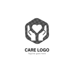 Care logo template design. Care logo with modern frame vector design