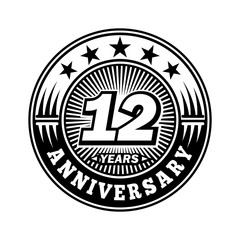 Fototapeta premium 12 years anniversary. Anniversary logo design. Vector and illustration.