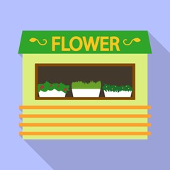 Flower street shop icon. Flat illustration of flower street shop vector icon for web design