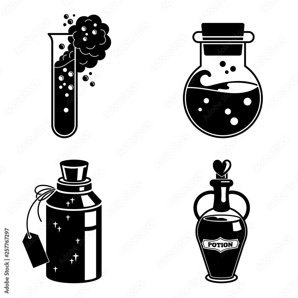 Poster potion icons set. simple set of potion vector icons for web design on white background