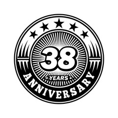 38 years anniversary. Anniversary logo design. Vector and illustration.