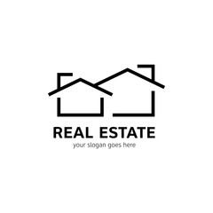 Real estate logo template. House icon in line style