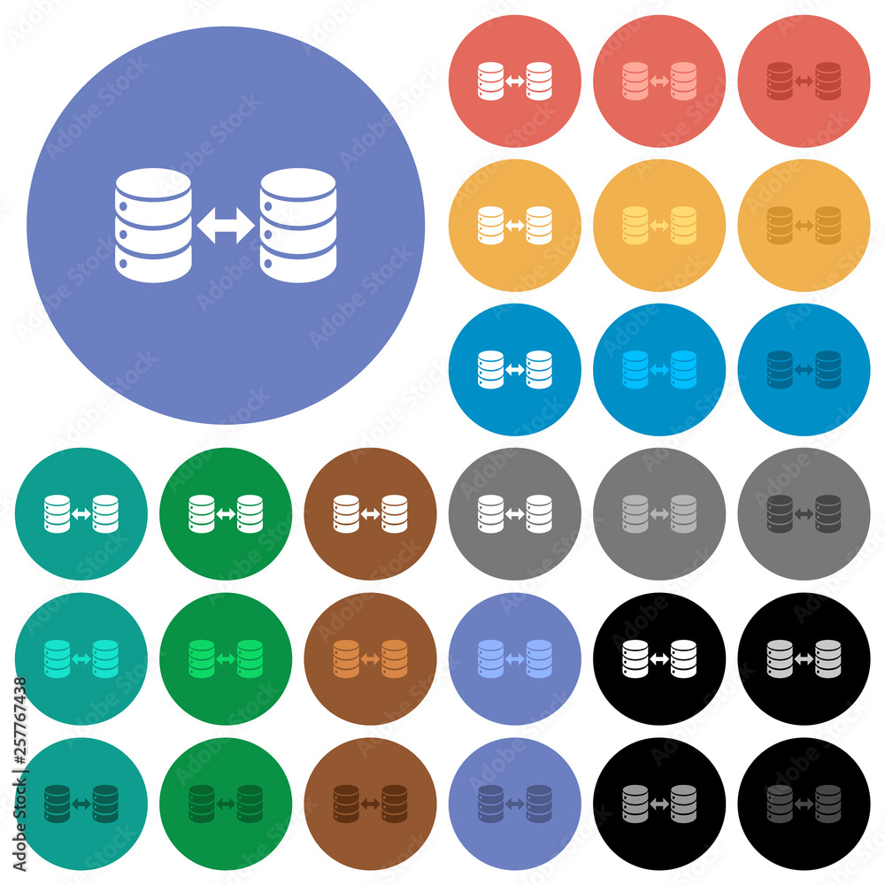 Wall mural Syncronize databases round flat multi colored icons