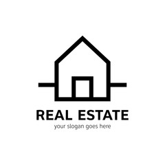 Real estate logo template. House icon in line style
