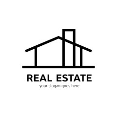 Real estate logo template. House icon in line style