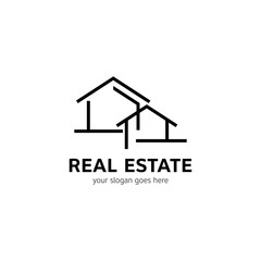 Real estate logo template. House icon in line style