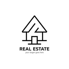Real estate logo template. House icon in line style