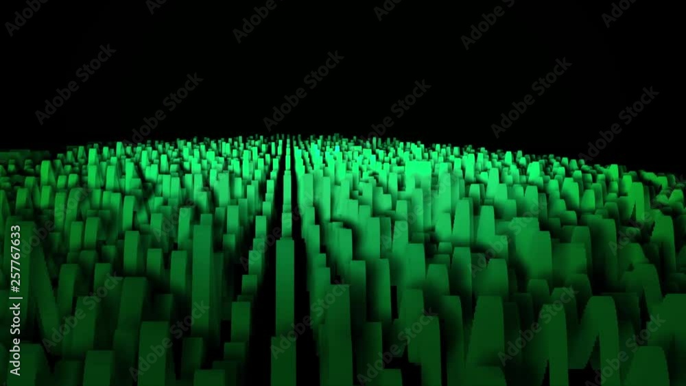 Poster abstract colorful gradient animation on a blackbackground. motion of green geometric patterns, which