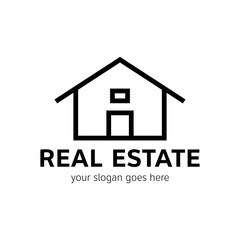 Real estate logo template. House icon in line style